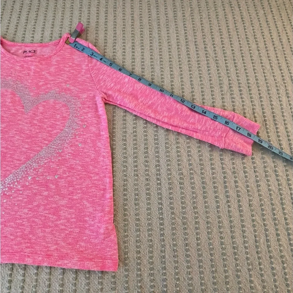 The Children's Place Pink Long Sleeve Heart Tee - Size: Medium 7 - 8